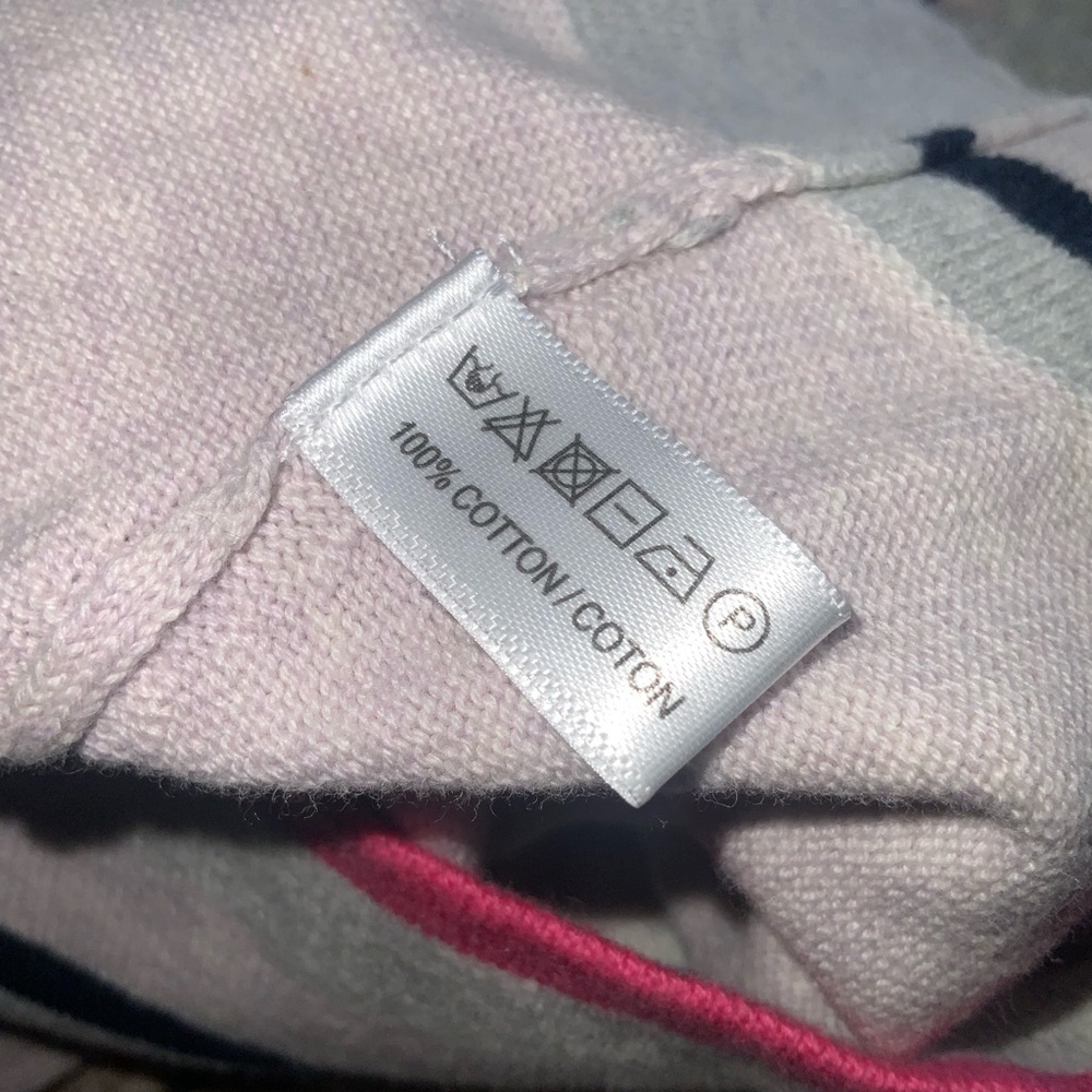 Lisa Todd V-Neck Lavender Cotton Casual Hi-Lo Sweater Stripe Contrast M - Picture 9 of 11